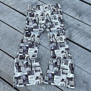 Urban Outfitters Newspaper Print Bengaline Low-Rise Flare Pant
